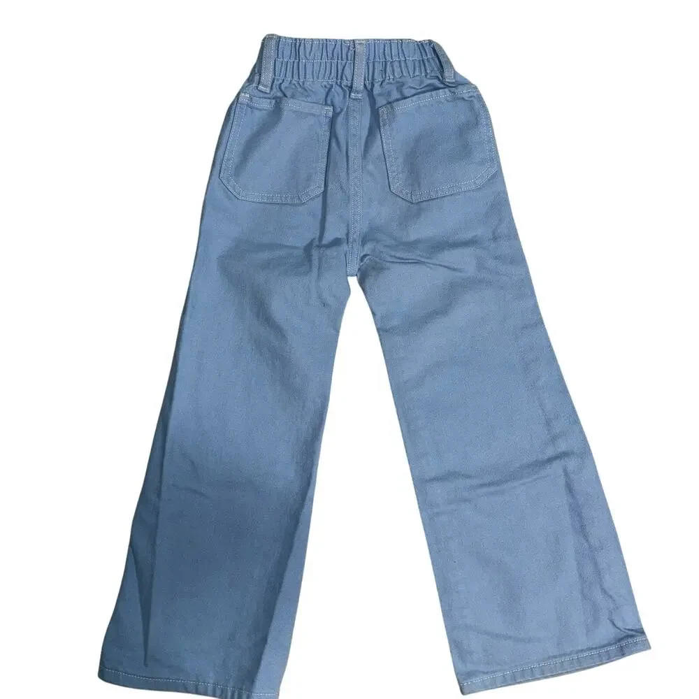 Old‎ Navy Girls (XS) 5 Jeans Hi Rise Baggy Wide Leg Denim Everyday Casual Basic